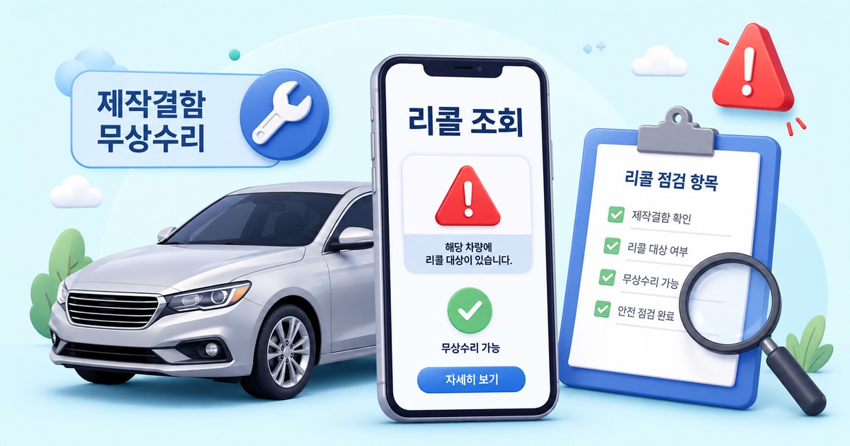 자동차 리콜 확인을 상징하는 일러스트